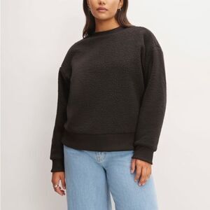 Everlane The ReNew Fleece Oversized Crew Black Size Small NWT